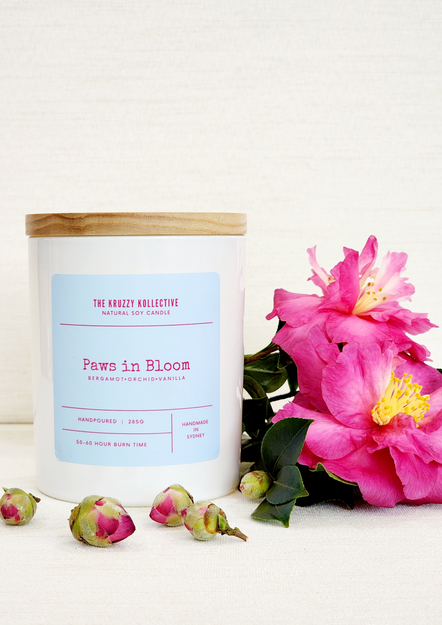 bergamot orchid vanilla soy wax candle paw print gift for dog lovers