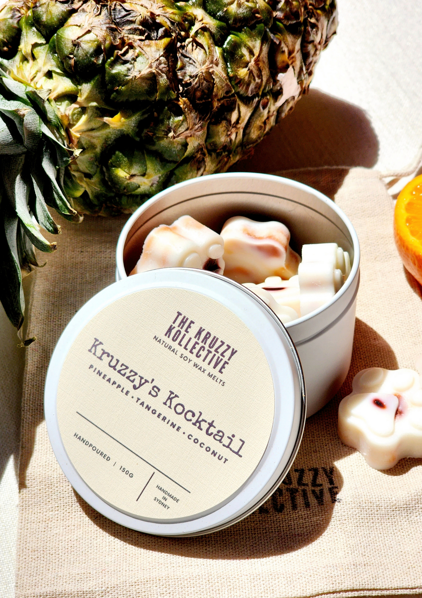 coconut pineapple soy wax melts paw print gift for dog lovers