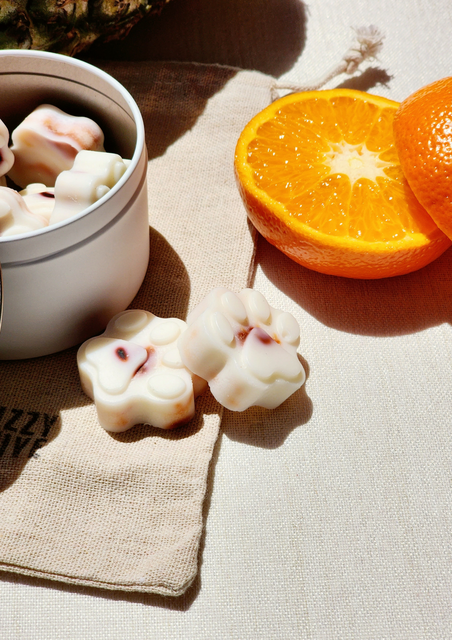 coconut pineapple soy wax melts paw print gift for dog lovers