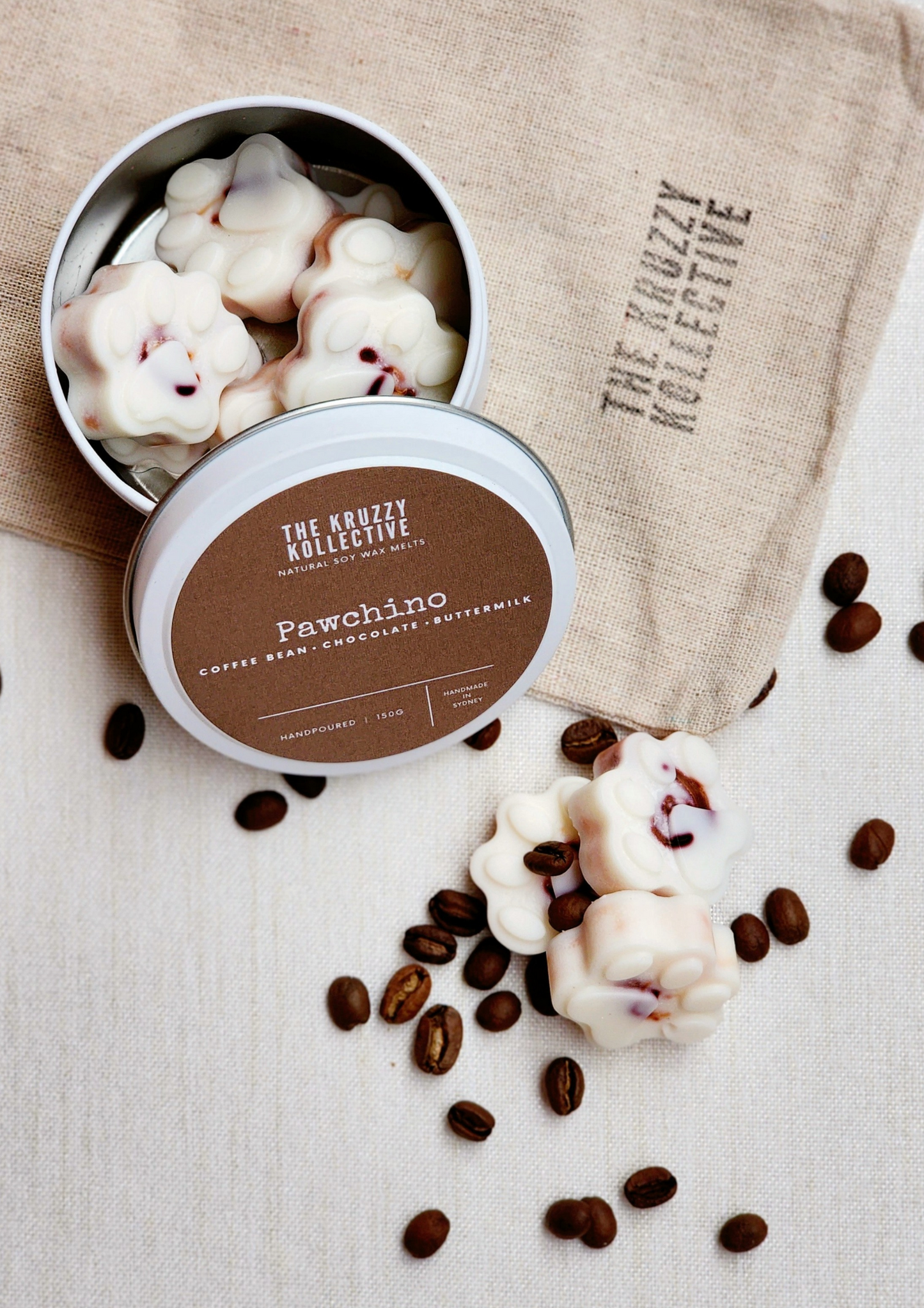 coffee chocolate soy wax melts paw print gift for dog lovers