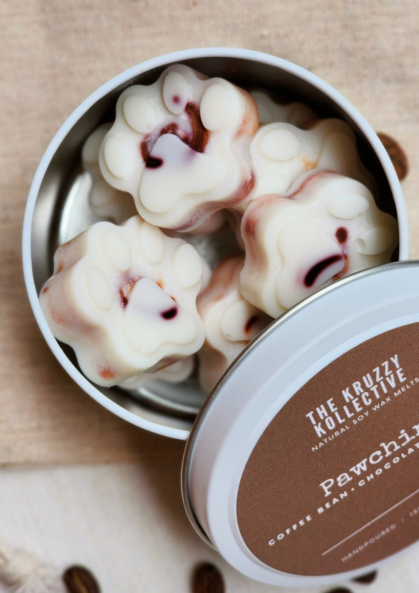 coffee chocolate soy wax melts paw print gift for dog lovers