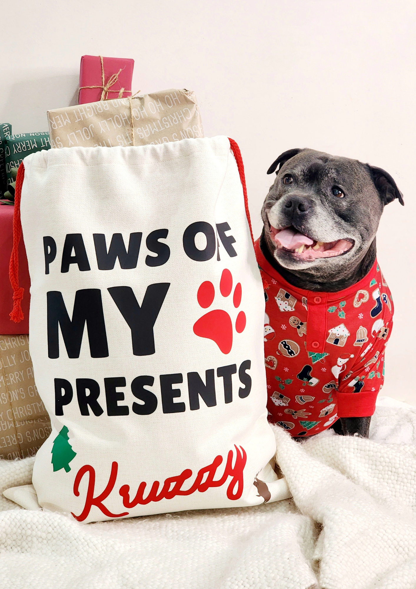 dog lovers christmas gift pet santa sack custom name dog christmas quote