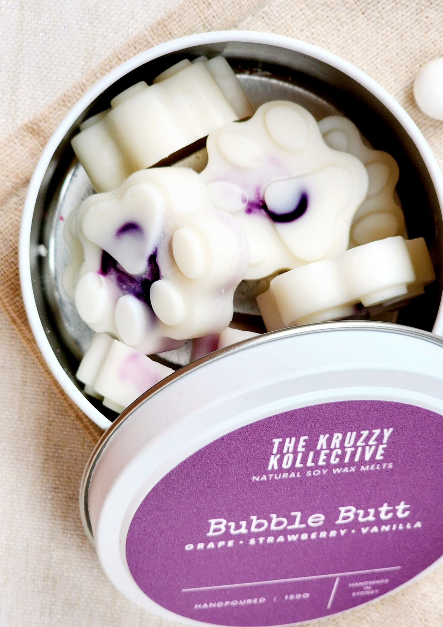 grape bubblegum soy wax melts paw print gift for dog lovers