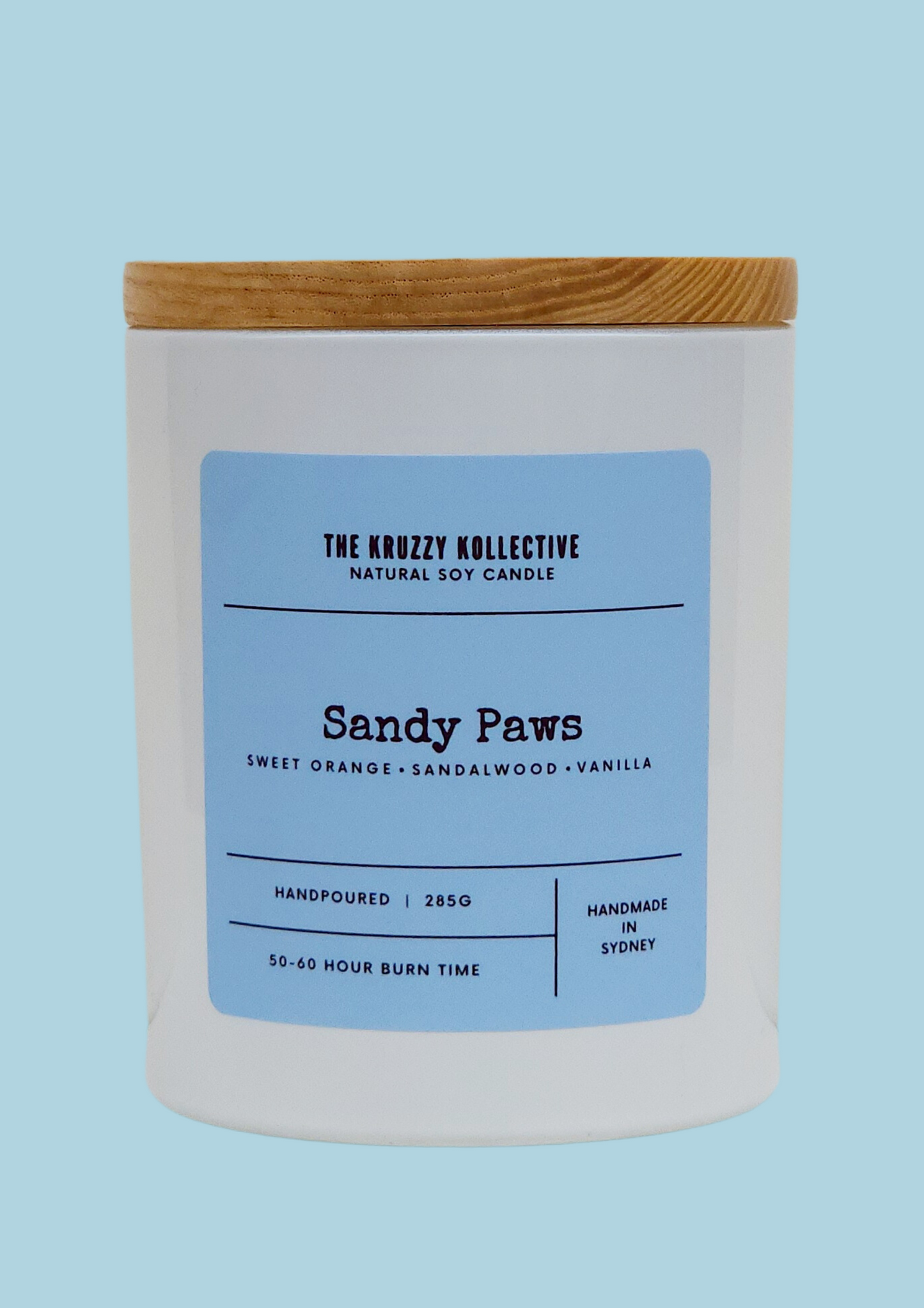 sandalwood vanilla soy wax candle paw print gift for dog lovers