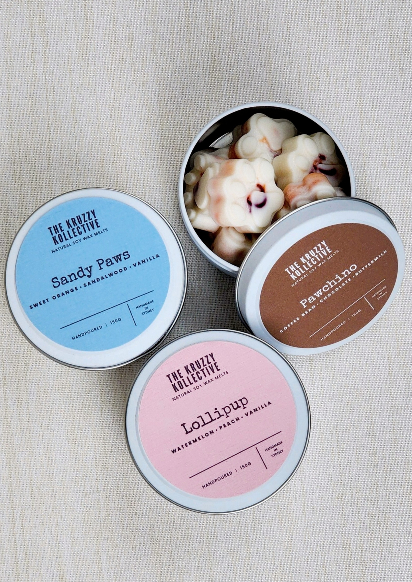 scented soy wax melts paw print gift for dog lovers bundle