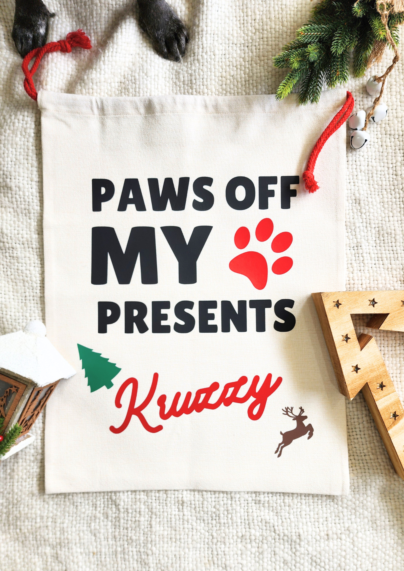 Paws Off My Presents Santa Sack