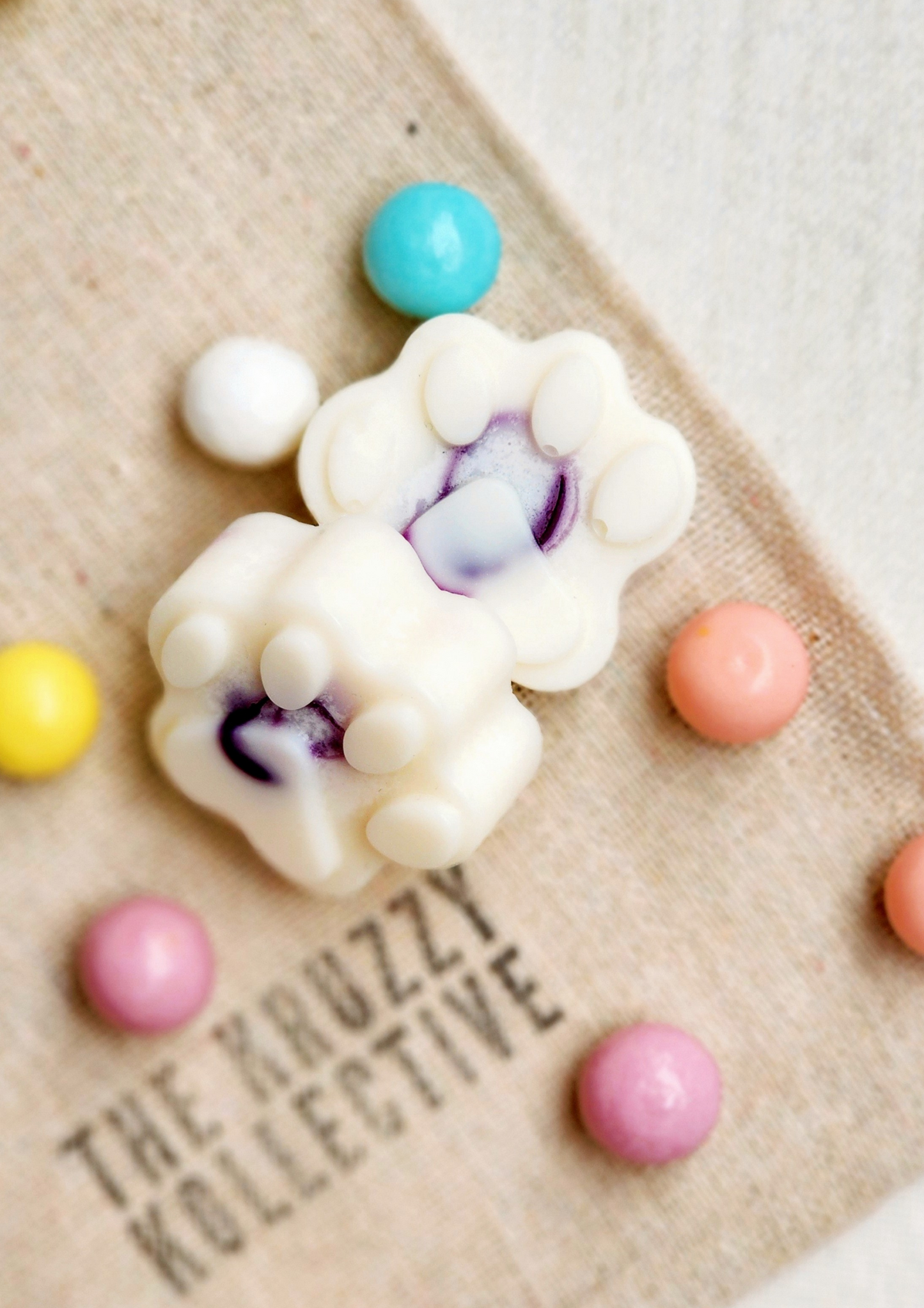 grape bubblegum soy wax melts paw print gift for dog lovers