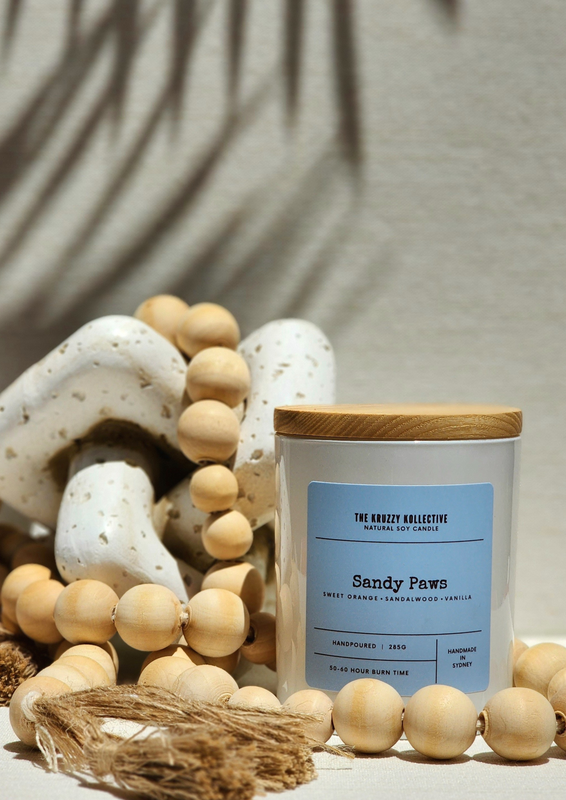 sandalwood vanilla soy wax candle paw print gift for dog lovers
