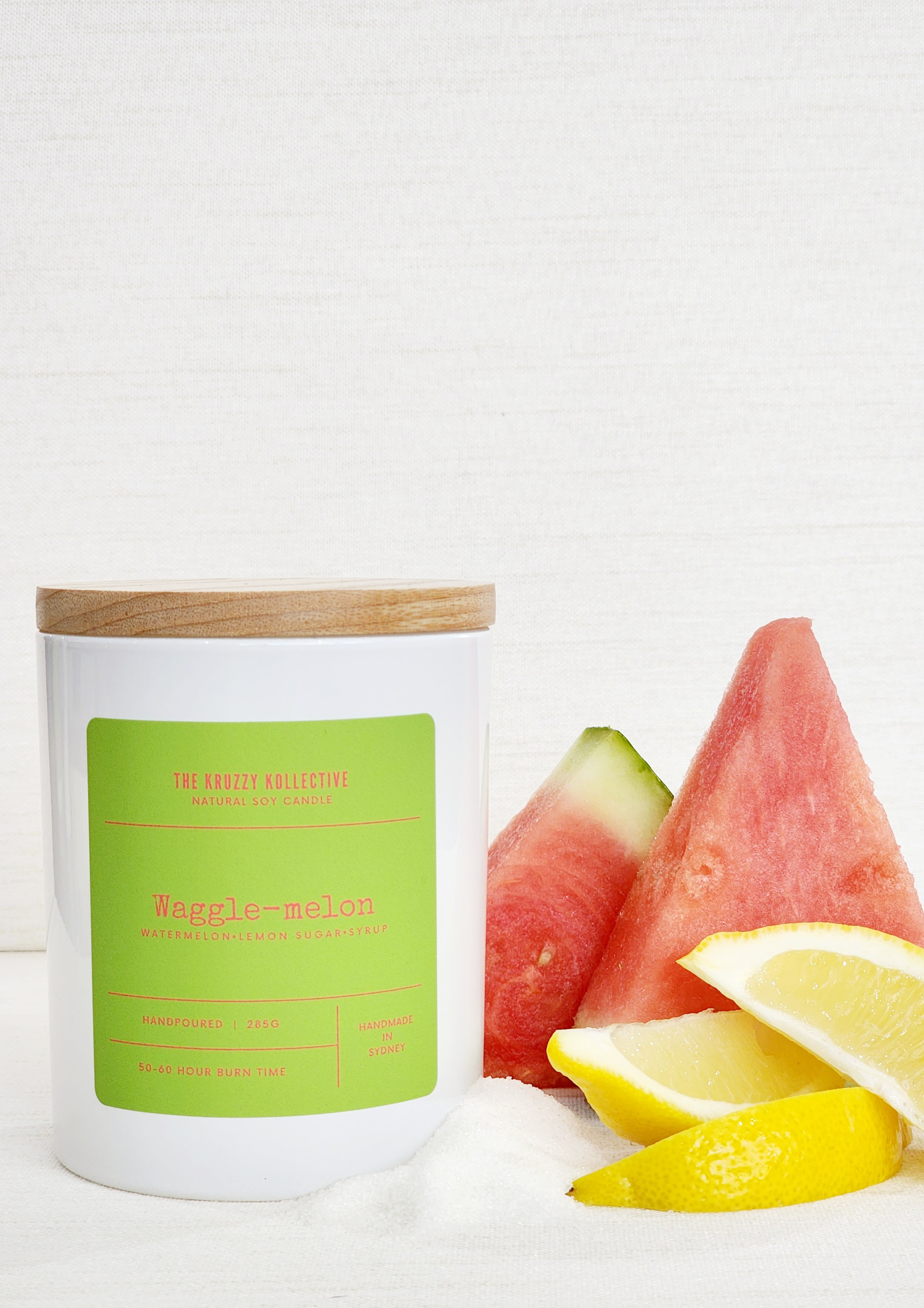 watermelon lemon sugar soy wax candle paw print gift for dog lovers