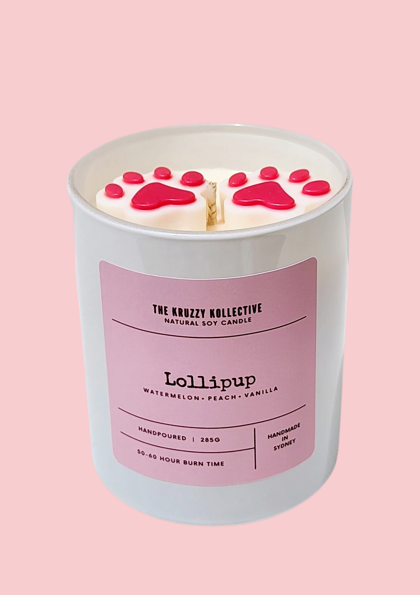 watermelon vanilla soy wax candle paw print gift for dog lovers