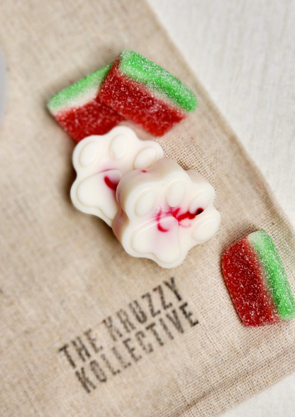 watermelon vanilla soy wax melts paw print gift for dog lovers